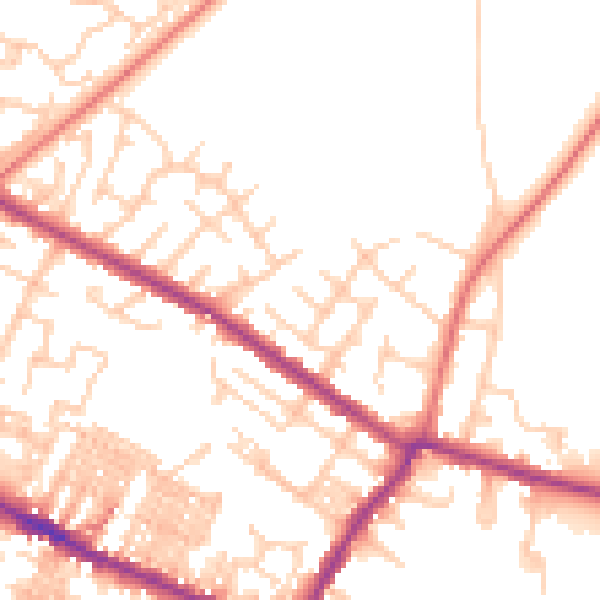 Daytime road noise heatmap for WN7 2JA