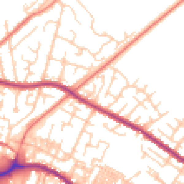 Daytime road noise heatmap for WN7 2JE