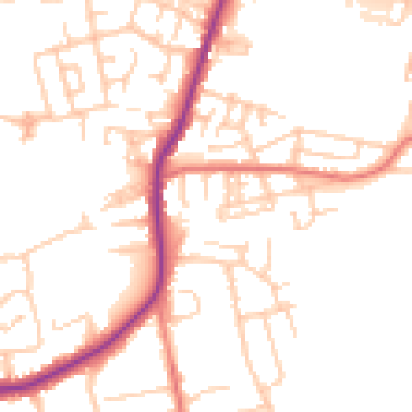 Daytime road noise heatmap for WN7 3HW