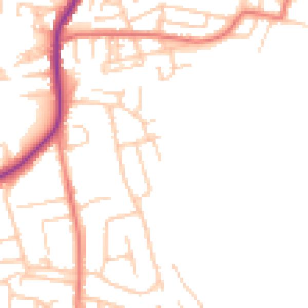Daytime road noise heatmap for WN7 3JA
