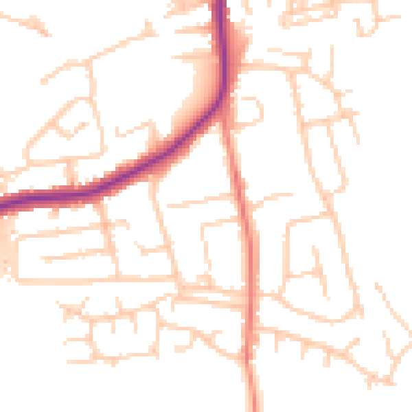 Daytime road noise heatmap for WN7 3LW