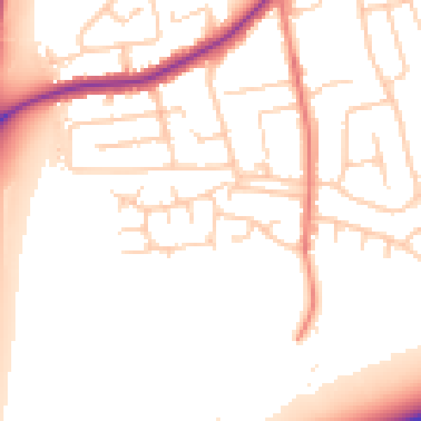 Daytime road noise heatmap for WN7 3NE