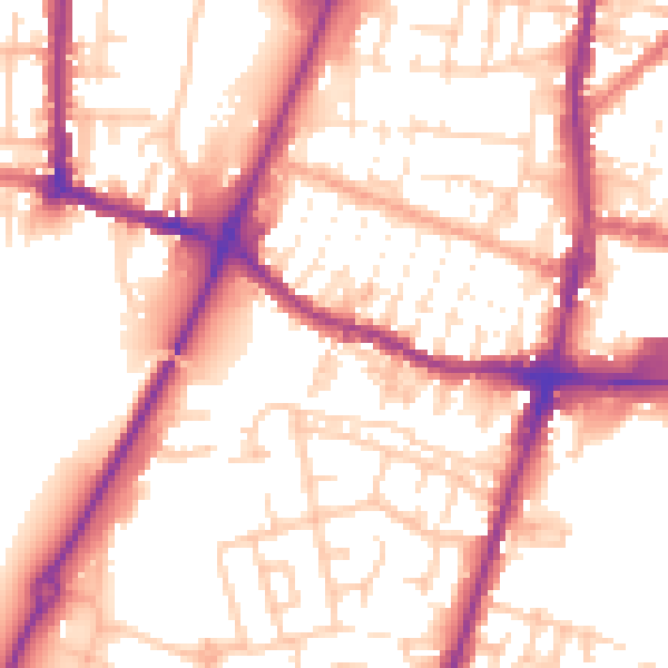 Daytime road noise heatmap for WN7 4DW