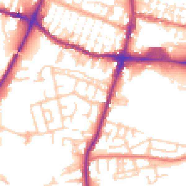Daytime road noise heatmap for WN7 4JH