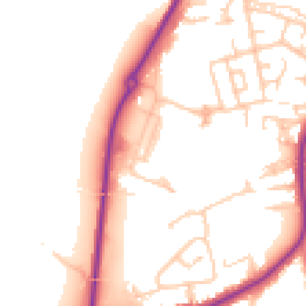 Daytime road noise heatmap for WN7 4JY