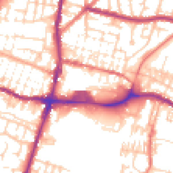 Daytime road noise heatmap for WN7 4LZ