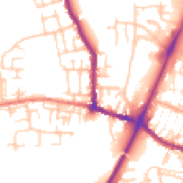 Daytime road noise heatmap for WN7 5AJ
