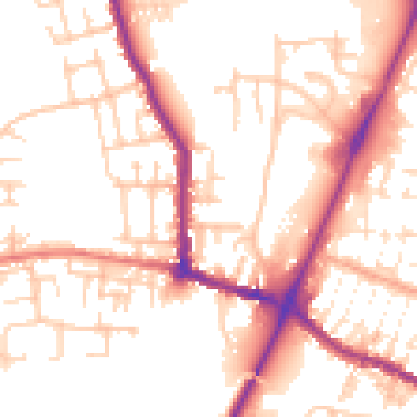 Daytime road noise heatmap for WN7 5BE