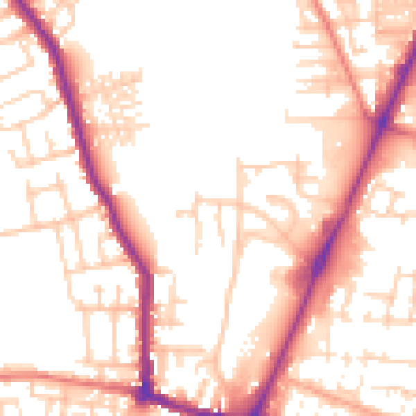 Daytime road noise heatmap for WN7 5DB