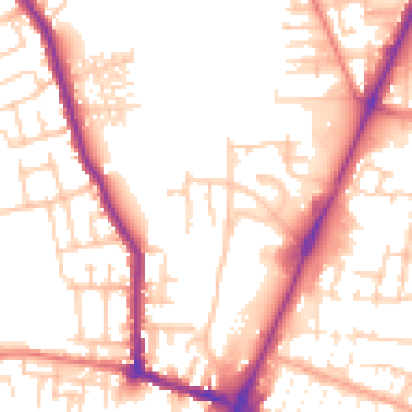 Daytime road noise heatmap for WN7 5DD