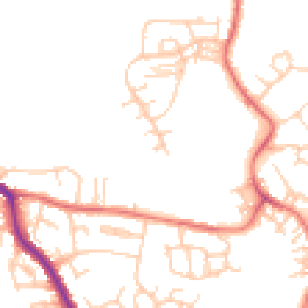 Daytime road noise heatmap for WN7 5NS
