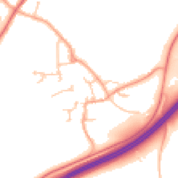 Daytime road noise heatmap for WR11 8PZ