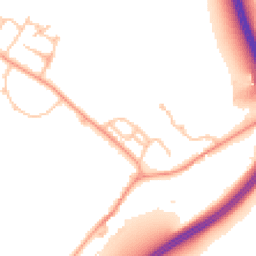 Daytime road noise heatmap for WR11 8XE