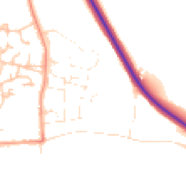 Daytime road noise heatmap for WR12 7AY