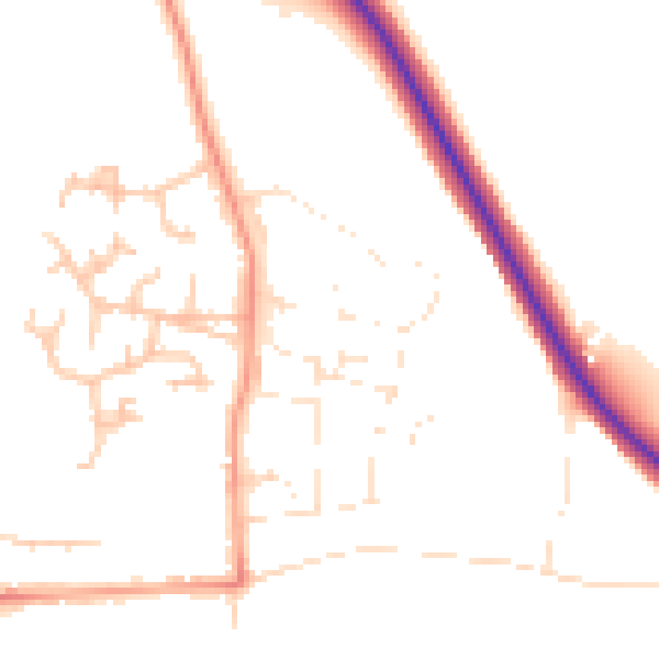 Daytime road noise heatmap for WR12 7BD