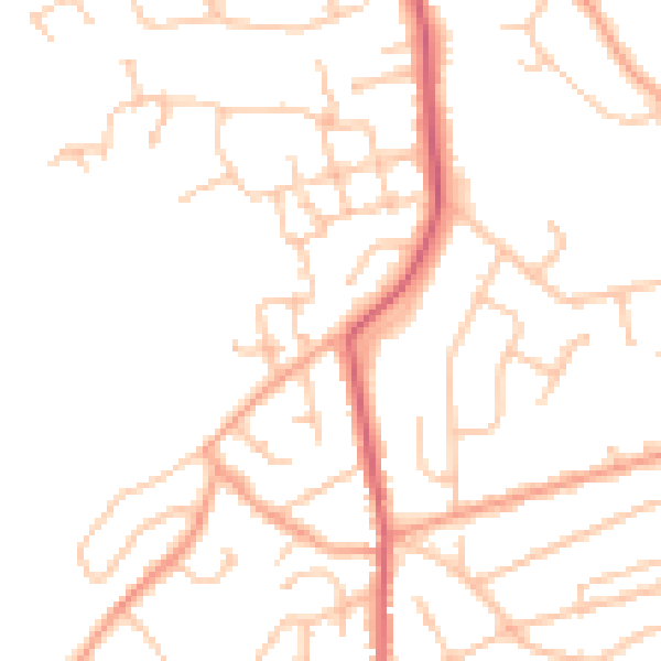 Daytime road noise heatmap for WR14 1AF