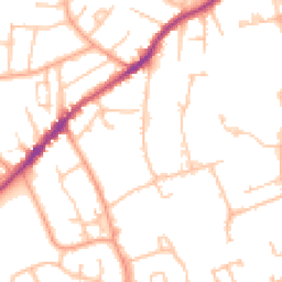 Daytime road noise heatmap for WR14 1AJ