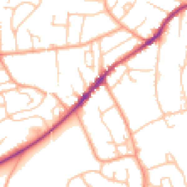 Daytime road noise heatmap for WR14 1SS