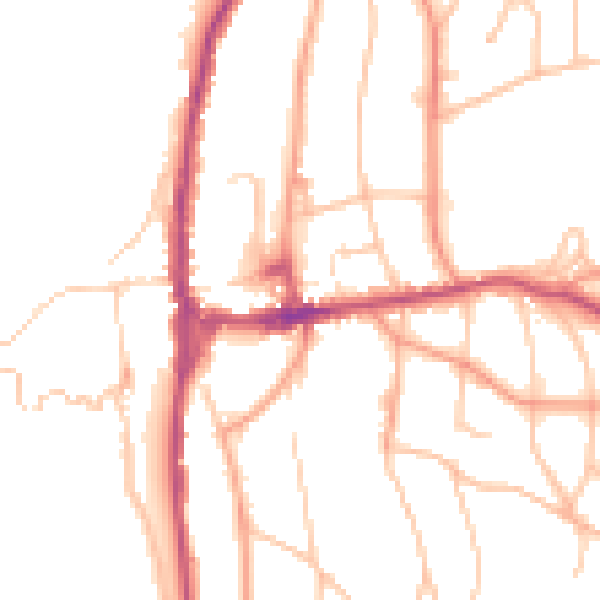 Daytime road noise heatmap for WR14 2HN