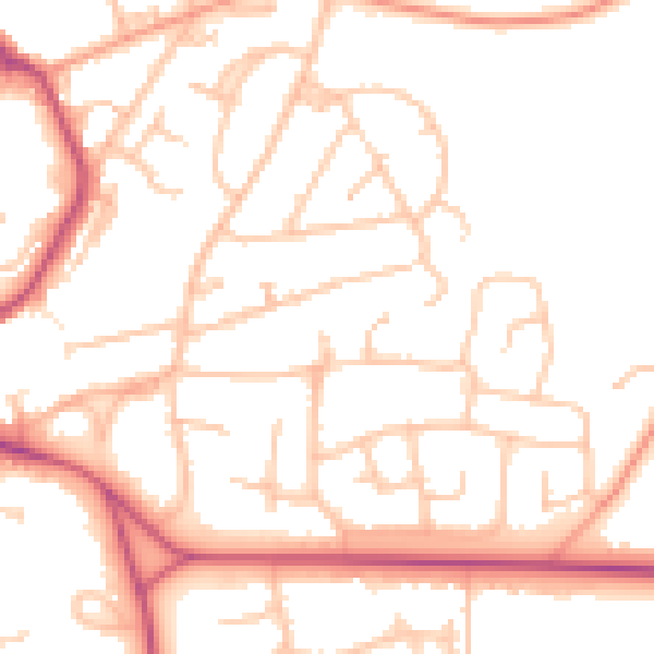 Daytime road noise heatmap for WR14 2LB
