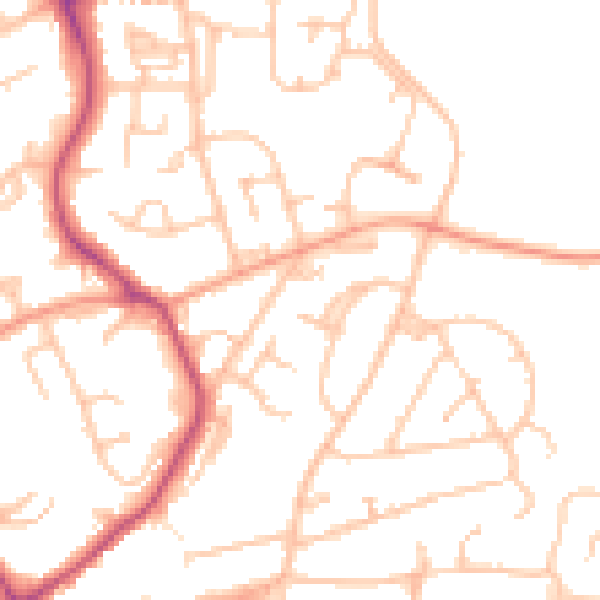 Daytime road noise heatmap for WR14 2RL