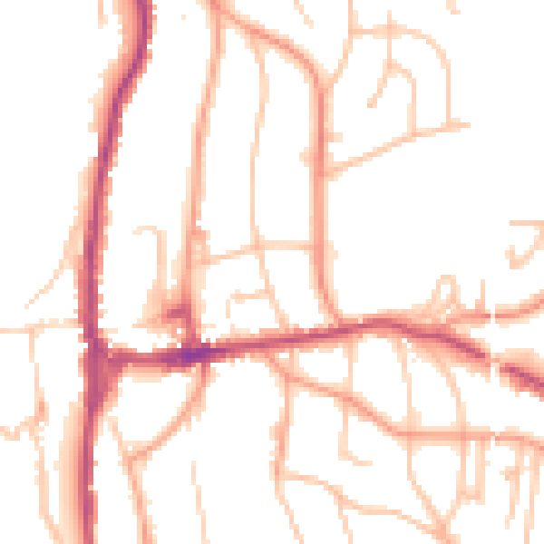 Daytime road noise heatmap for WR14 2TD