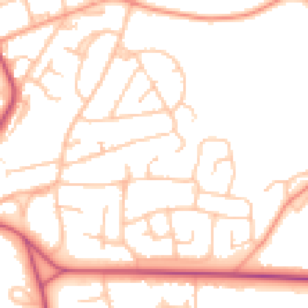 Daytime road noise heatmap for WR14 2UZ
