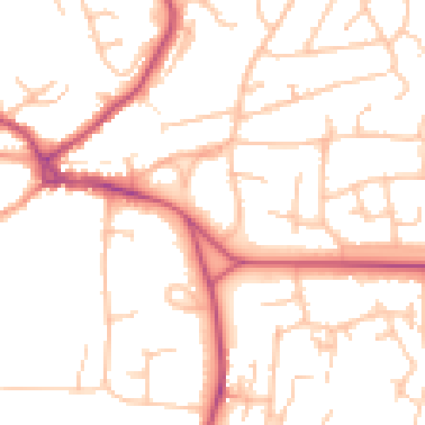 Daytime road noise heatmap for WR14 3NG