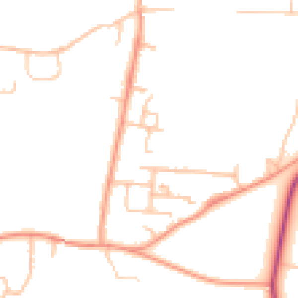 Daytime road noise heatmap for WR14 3RR