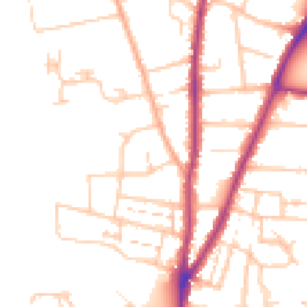 Daytime road noise heatmap for WR3 7AY