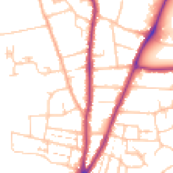 Daytime road noise heatmap for WR3 7BT