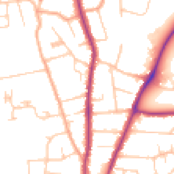 Daytime road noise heatmap for WR3 7BX