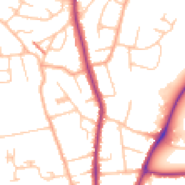 Daytime road noise heatmap for WR3 7BY