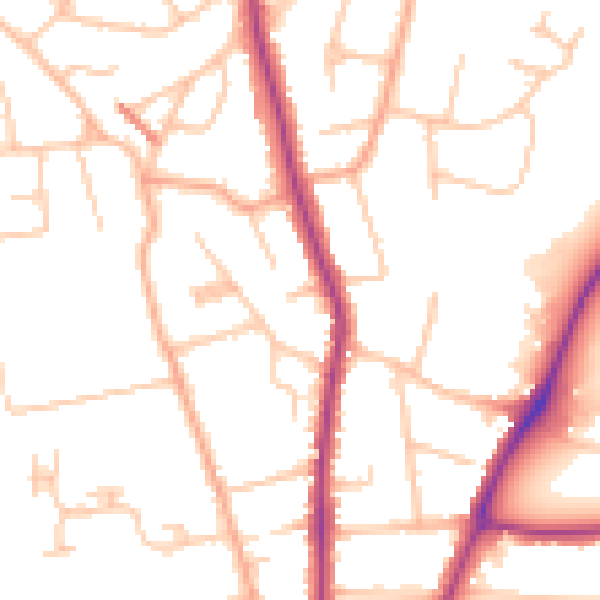 Daytime road noise heatmap for WR3 7BZ