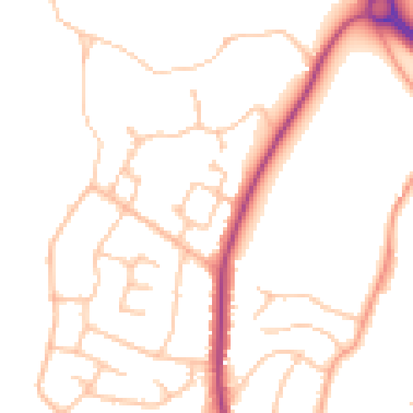 Daytime road noise heatmap for WR3 7DP