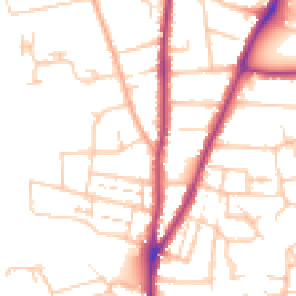 Daytime road noise heatmap for WR3 7DR