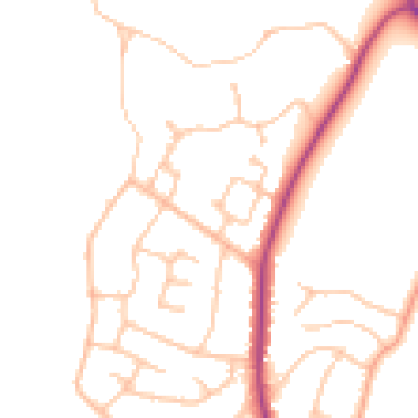 Daytime road noise heatmap for WR3 7EN