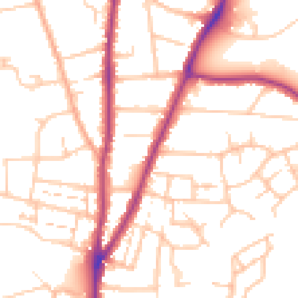 Daytime road noise heatmap for WR3 7HX