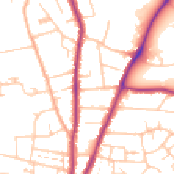 Daytime road noise heatmap for WR3 7JQ