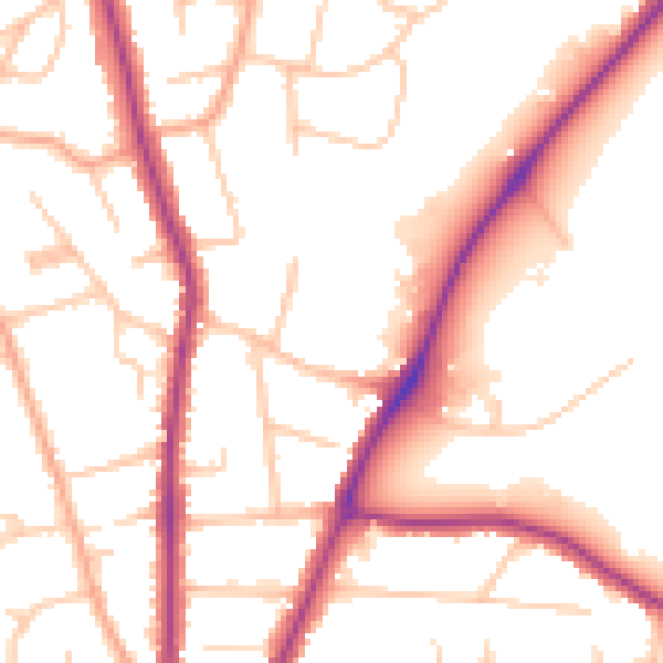 Daytime road noise heatmap for WR3 7JW