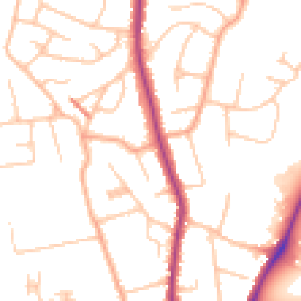 Daytime road noise heatmap for WR3 7NJ
