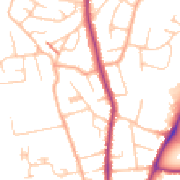 Daytime road noise heatmap for WR3 7NL
