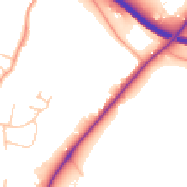 Daytime road noise heatmap for WR3 7SP
