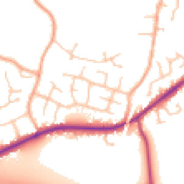 Daytime road noise heatmap for WR3 7TJ