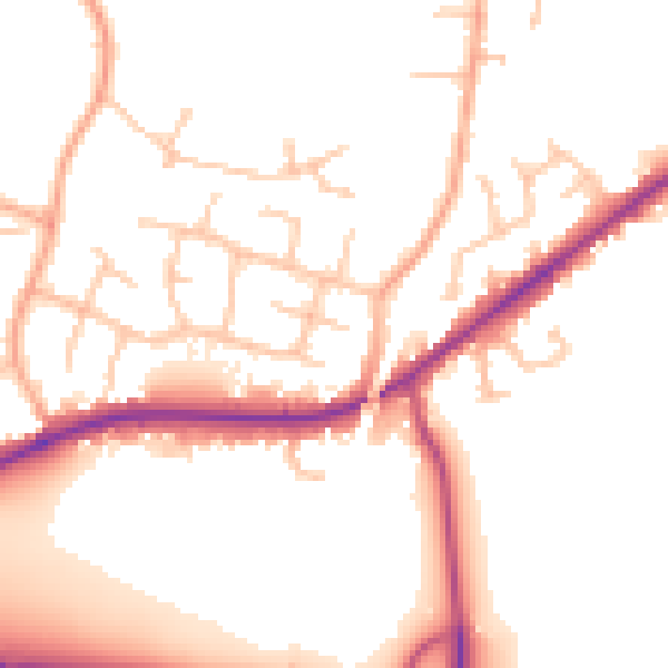 Daytime road noise heatmap for WR3 7UY