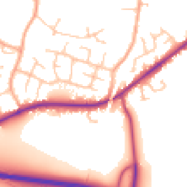 Daytime road noise heatmap for WR3 7UZ