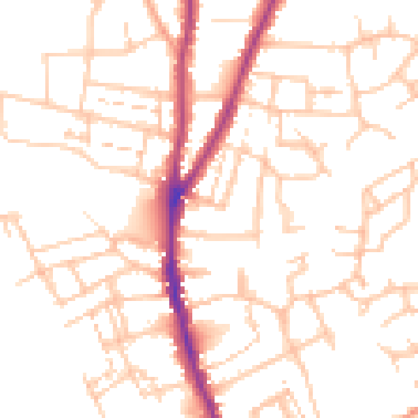 Daytime road noise heatmap for WR3 8AJ
