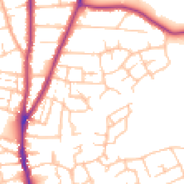 Daytime road noise heatmap for WR3 8BD