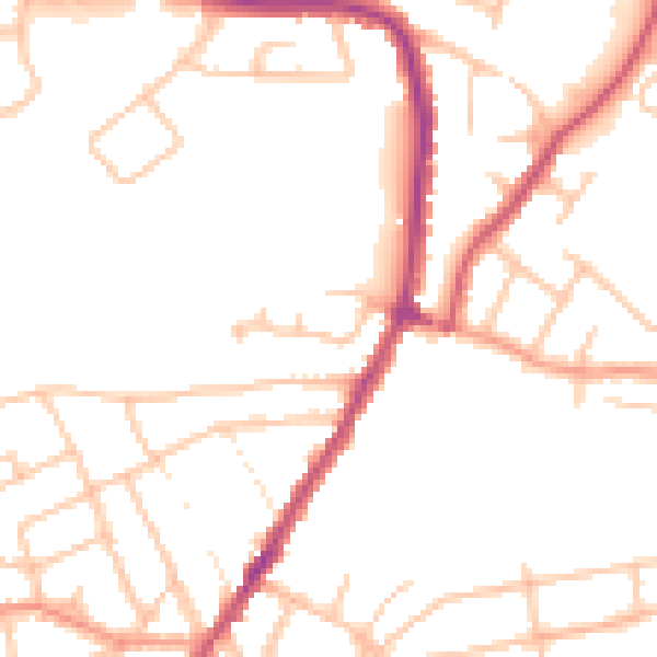 Daytime road noise heatmap for WR3 8EG