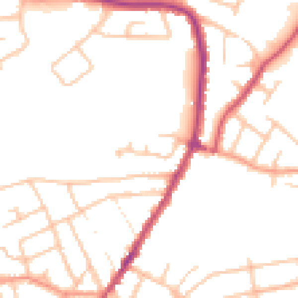 Daytime road noise heatmap for WR3 8EH